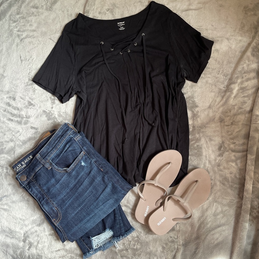 strappy v-neck shirt